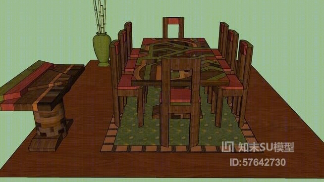 别墅餐厅SU模型下载【ID:57642730】
