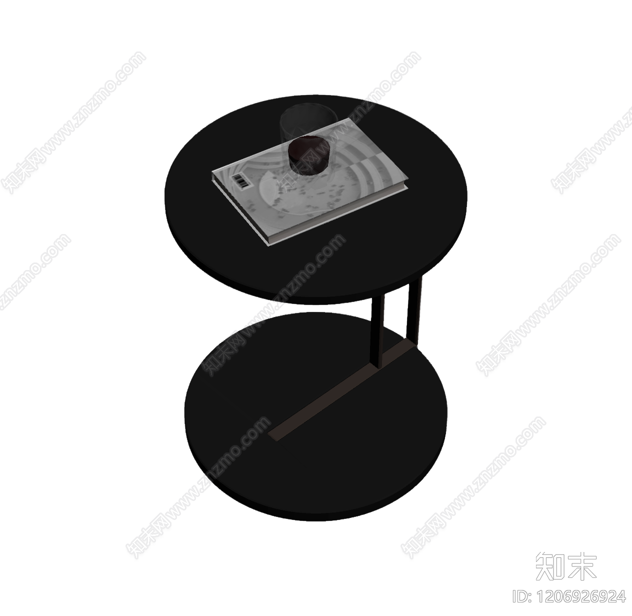 圆形边几带书本3D模型下载【ID:1206926924】