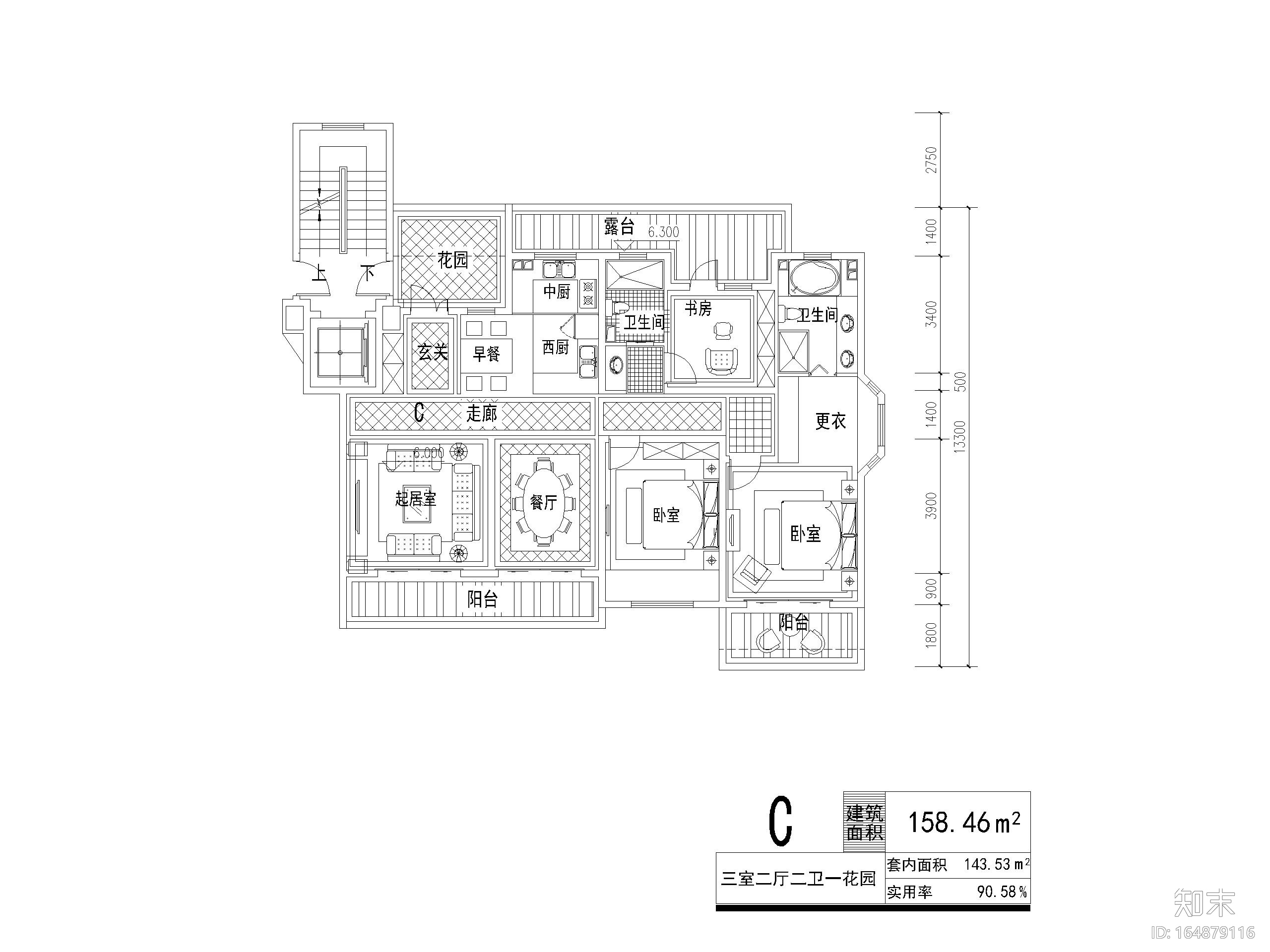 15M面宽户型集合（CAD）施工图下载【ID:164879116】