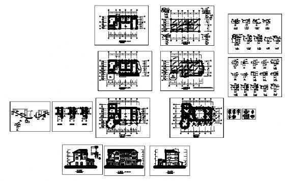 某三层别墅建筑方案图cad施工图下载【ID:149921166】