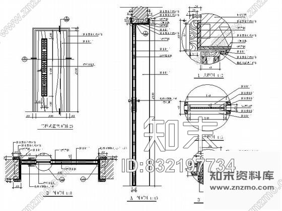 图块/节点柚木装饰单扇门详图cad施工图下载【ID:832197734】