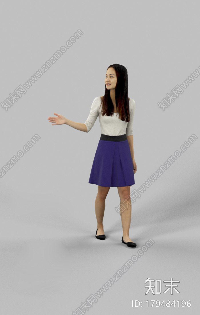 长发站姿女子CG模型下载【ID:179484196】