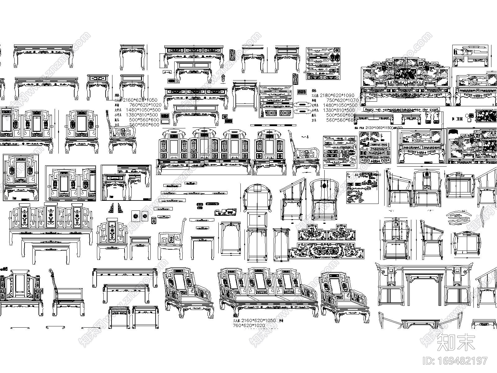 中式家具施工图下载【ID:169482197】