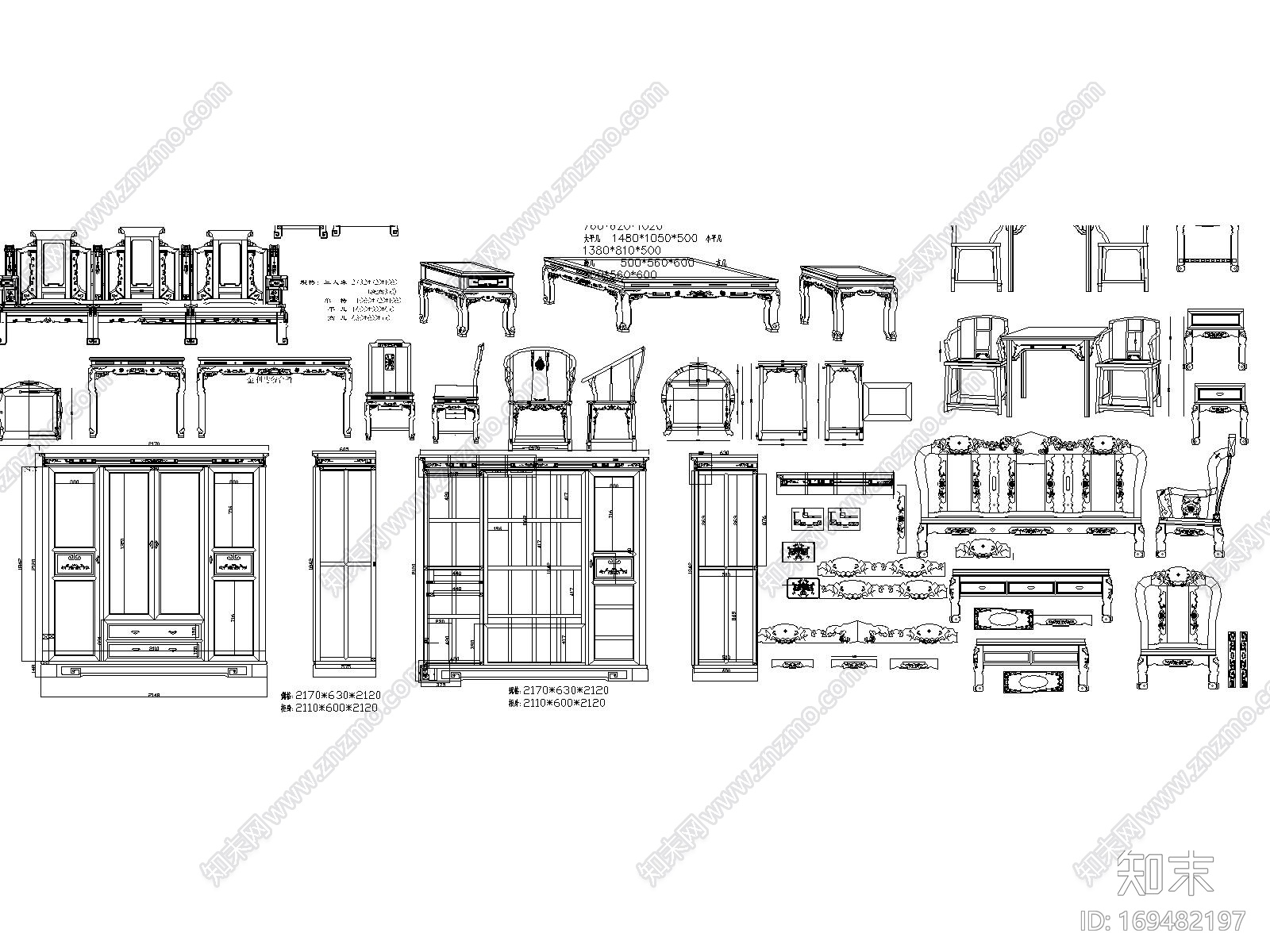 中式家具施工图下载【ID:169482197】