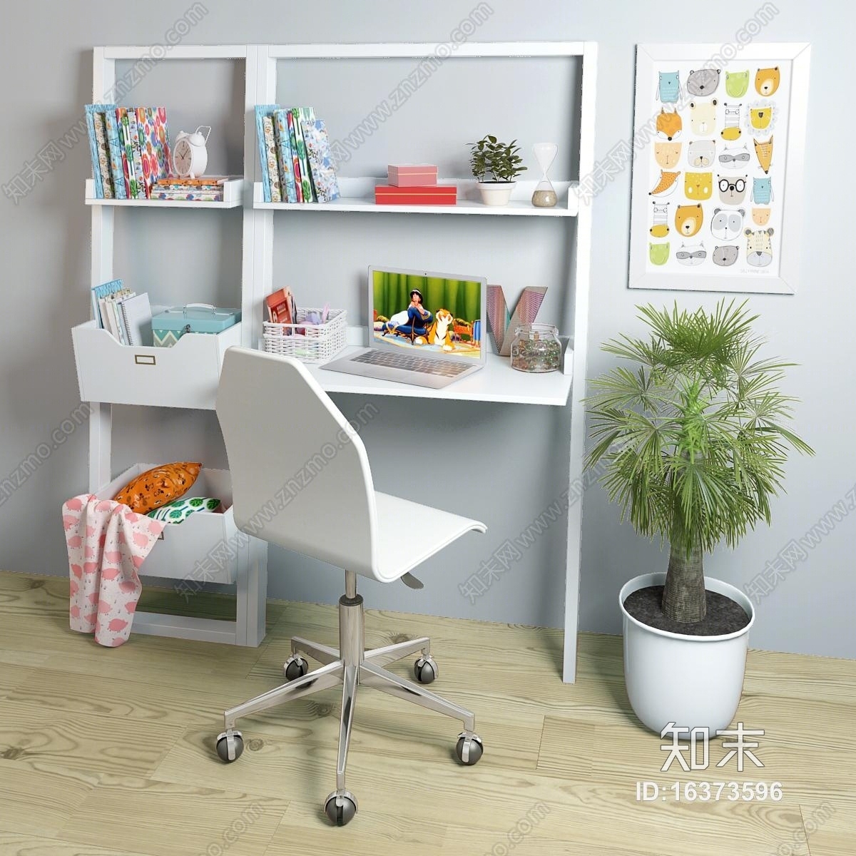 儿童书桌椅子3D模型下载【ID:16373596】