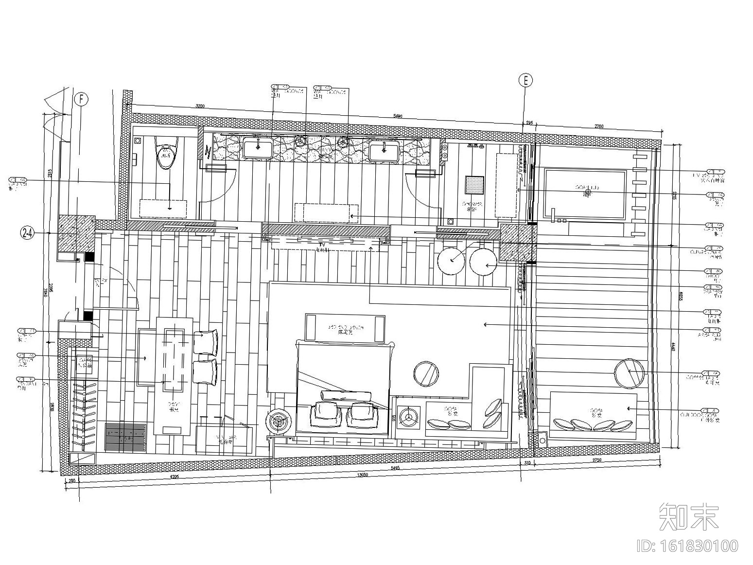 三亚洲际酒店样板房六套装修方案施工图（附效果图）cad施工图下载【ID:161830100】