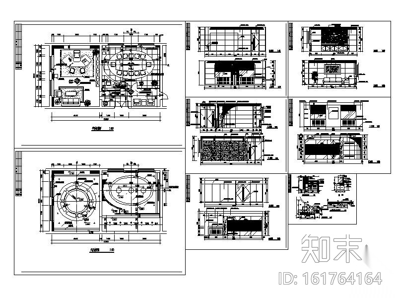 某高档办公室内装修图cad施工图下载【ID:161764164】