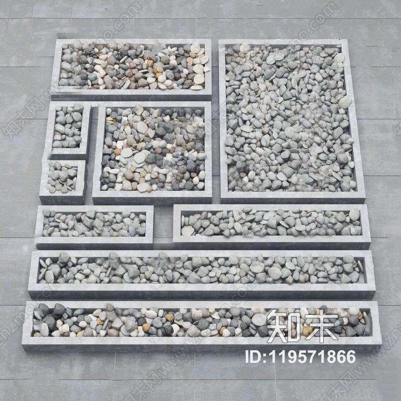 现代鹅卵石组合3D模型下载【ID:119571866】