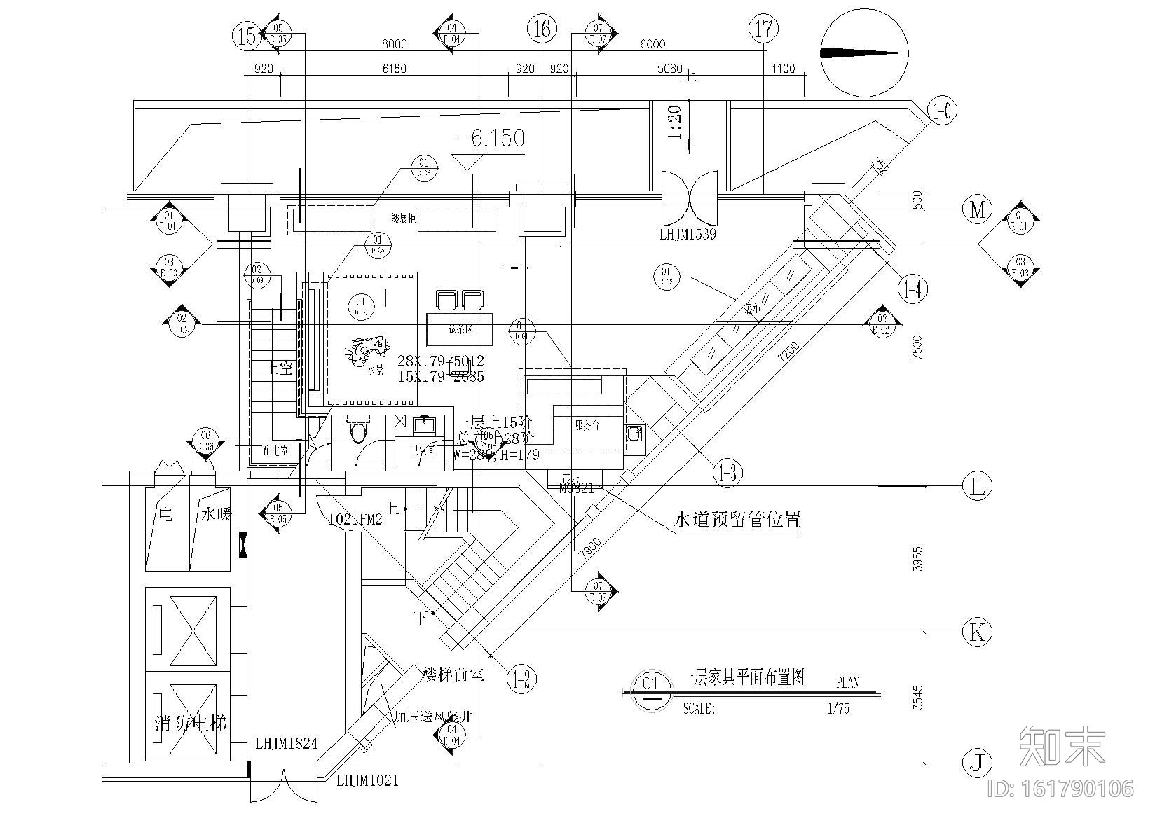 ​北京现代二层60㎡茶馆室内装饰设计施工图cad施工图下载【ID:161790106】