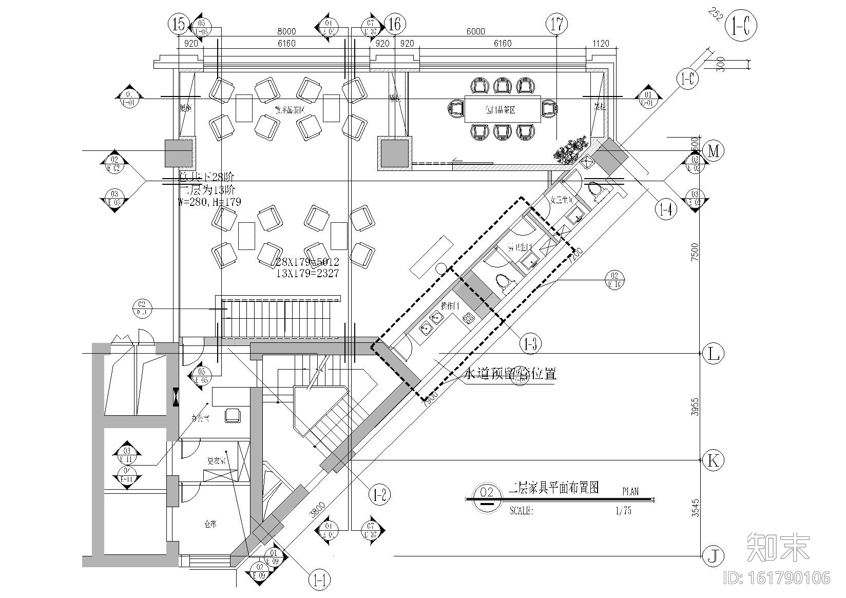 ​北京现代二层60㎡茶馆室内装饰设计施工图cad施工图下载【ID:161790106】