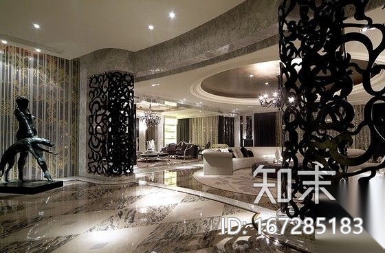 [北京]某欧陆风格别墅样板间平面图（含实景）cad施工图下载【ID:167285183】