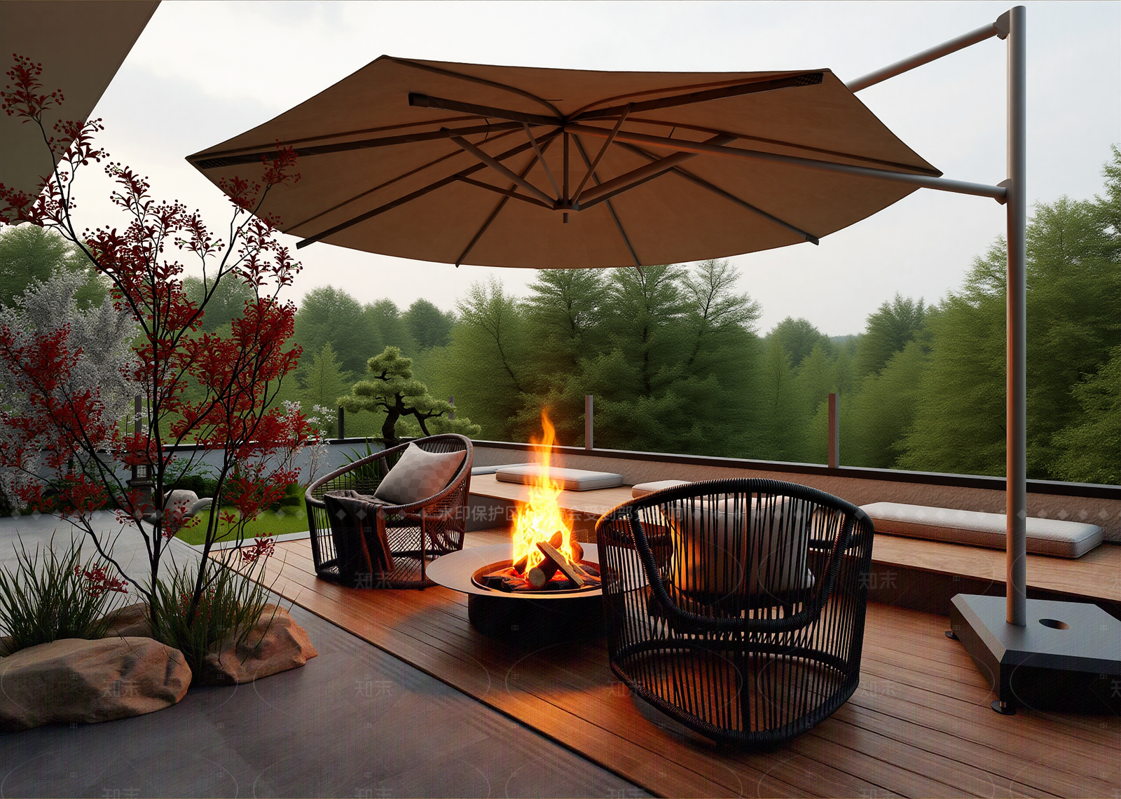 轻奢休憩花园3D模型下载【ID:1214644498】