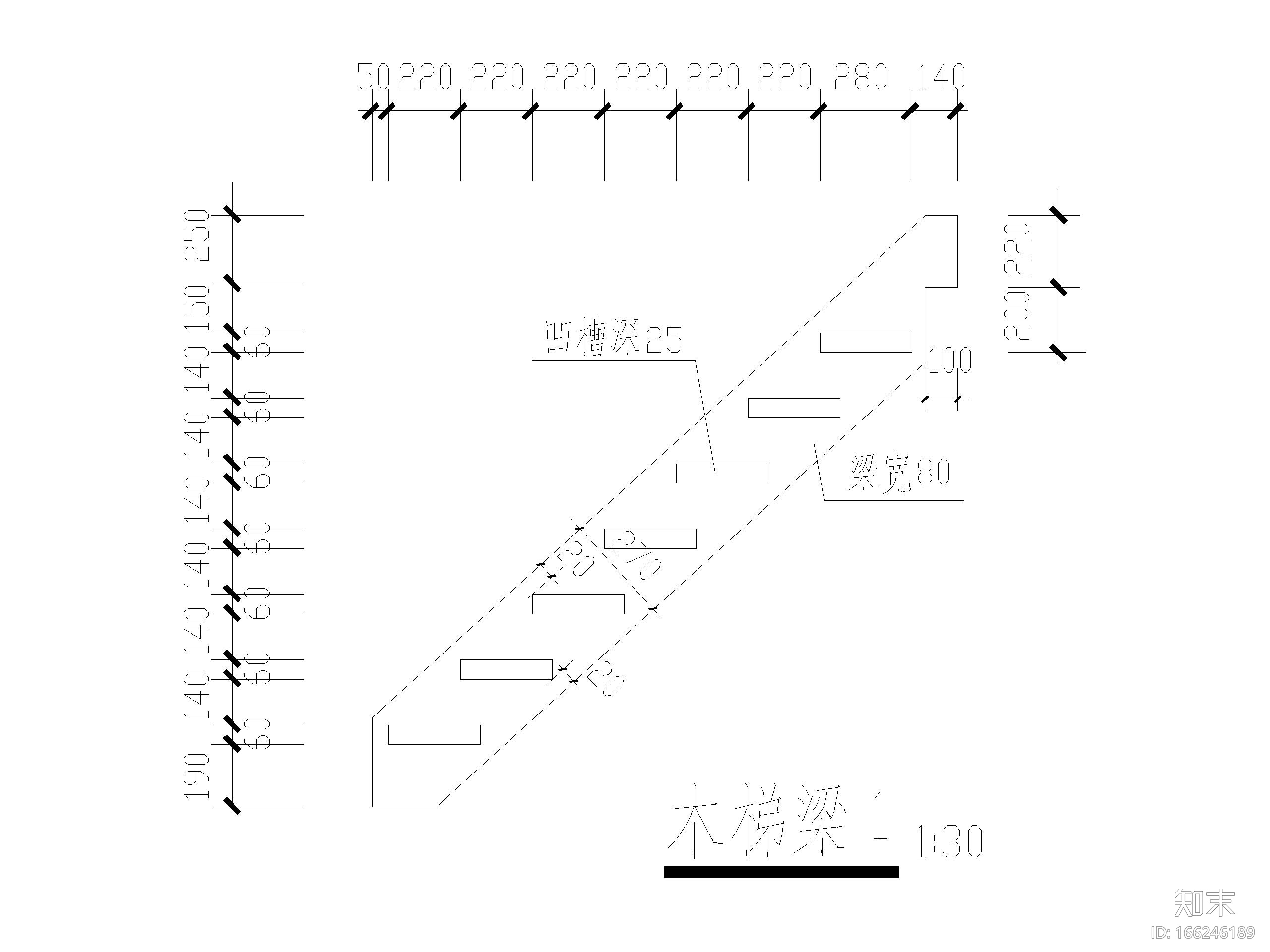 木楼梯节点大样详图CAD施工图下载【ID:166246189】