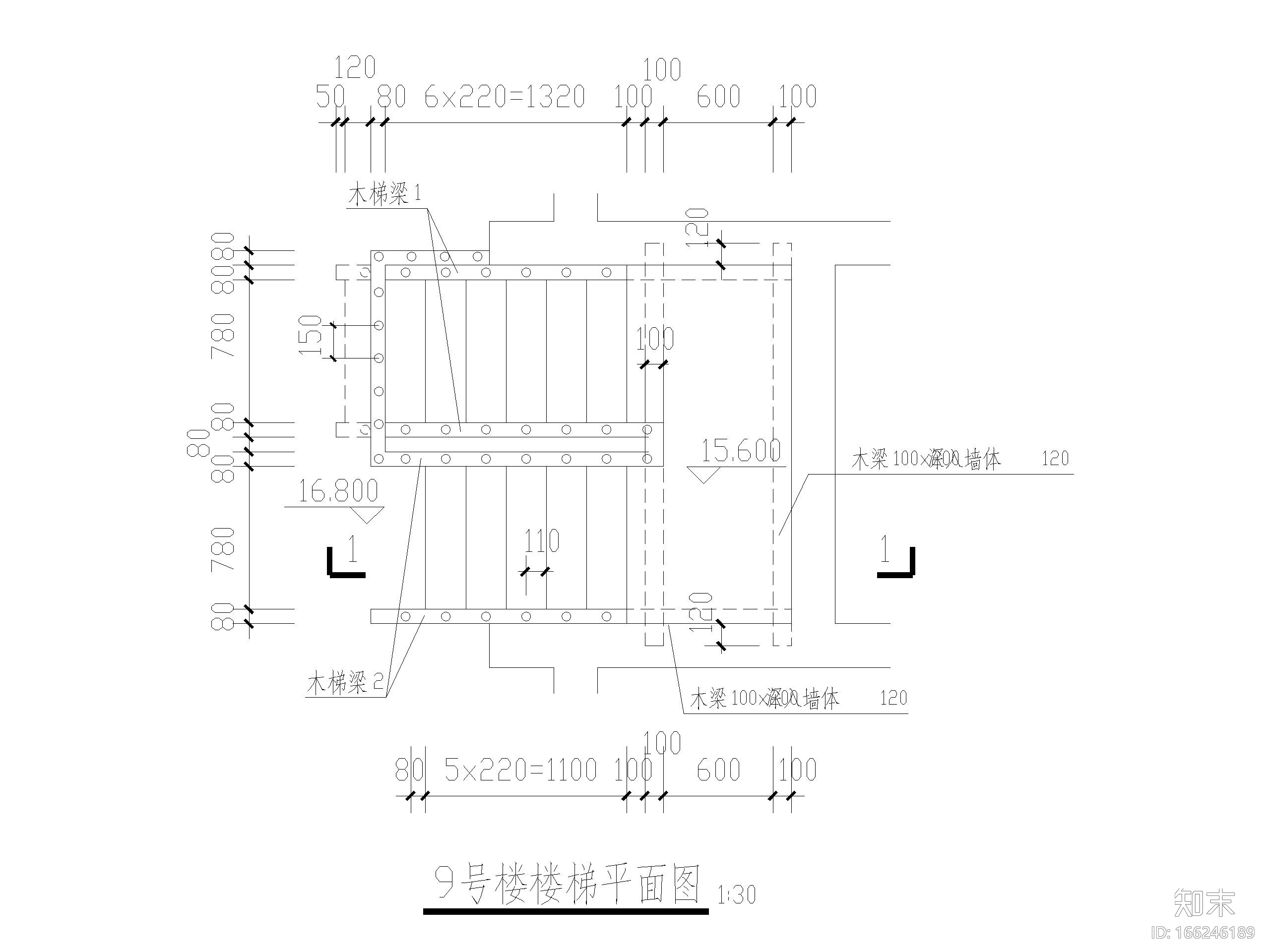 木楼梯节点大样详图CAD施工图下载【ID:166246189】