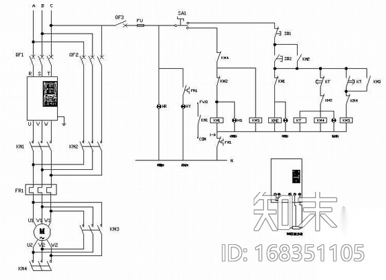 一拖一变频恒压供水控制原理图cad施工图下载【ID:168351105】