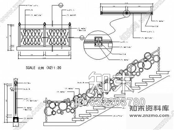 图块/节点夜总会楼梯栏杆详图cad施工图下载【ID:832203780】