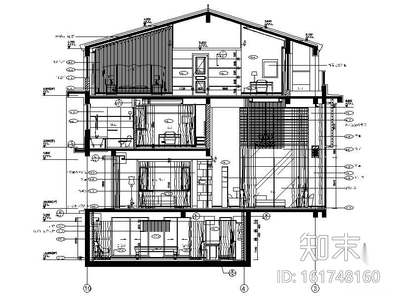 [上海]豪华别墅B型施工图cad施工图下载【ID:161748160】