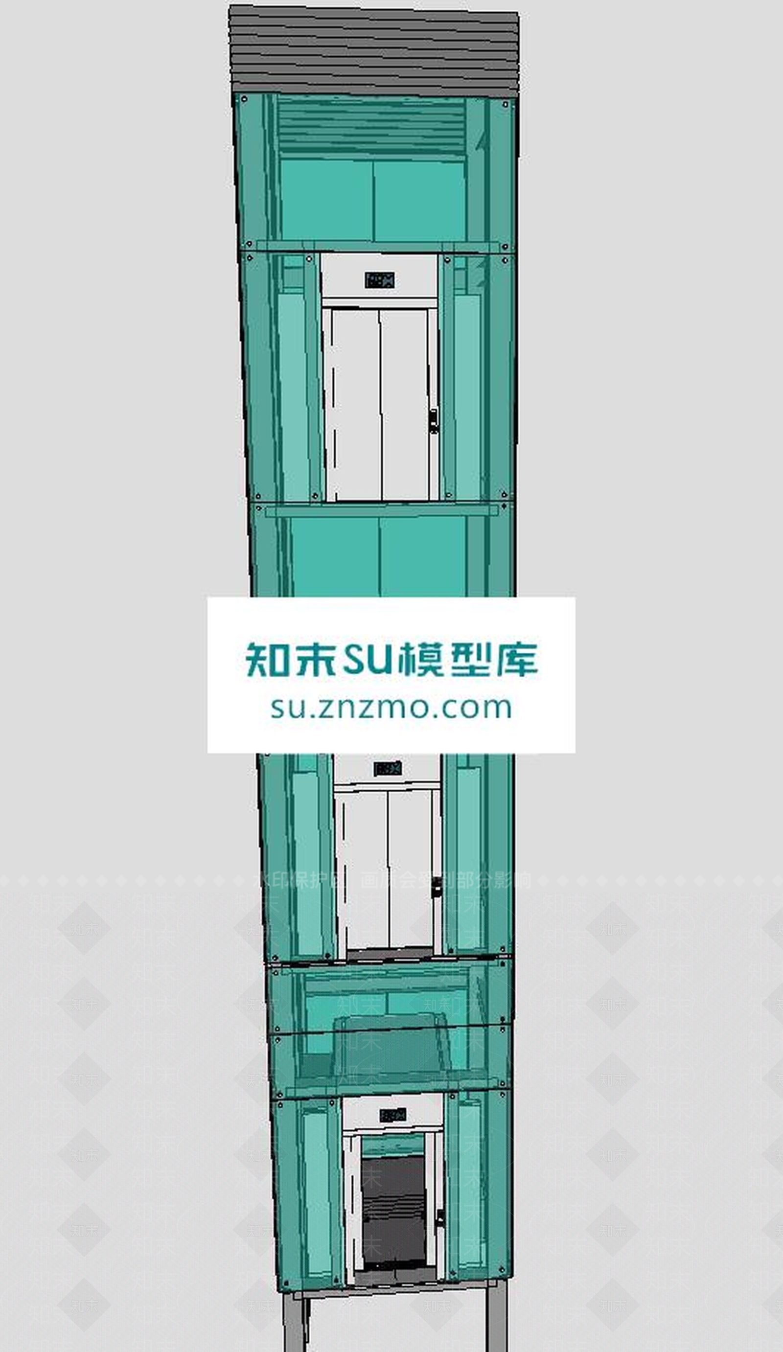 观光电梯升降透明电梯手扶电梯SU模型下载【ID:166389186】