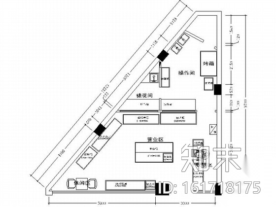 [四川]蛋糕店现代风格室内设计CAD施工图（含效果）施工图下载【ID:161718175】