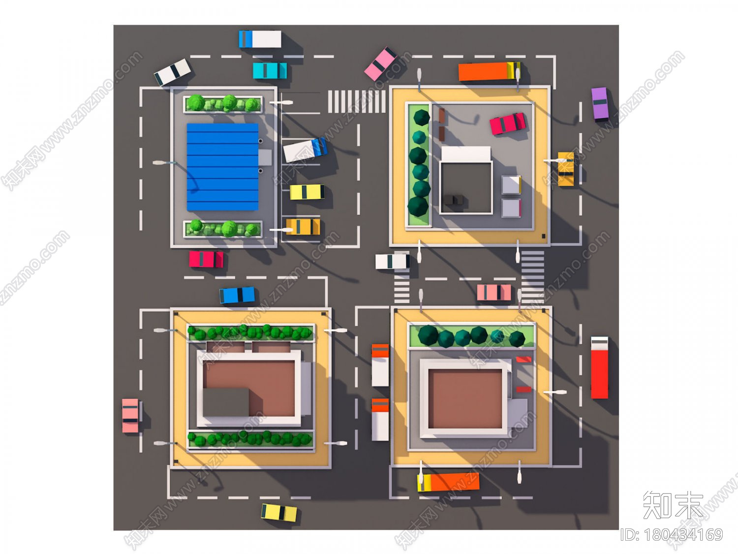 低面数城市建筑CG模型下载【ID:180434169】