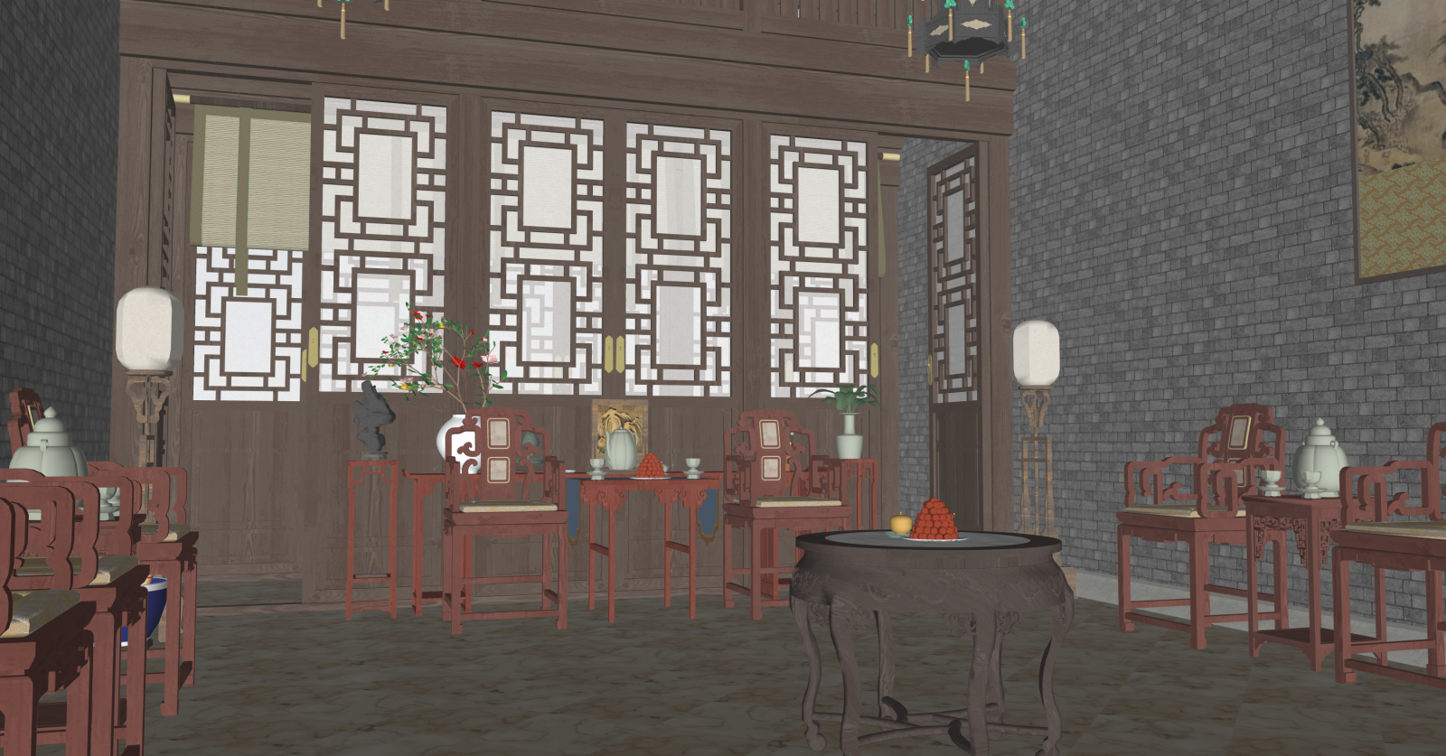 中式博物馆SU模型下载【ID:1215985248】
