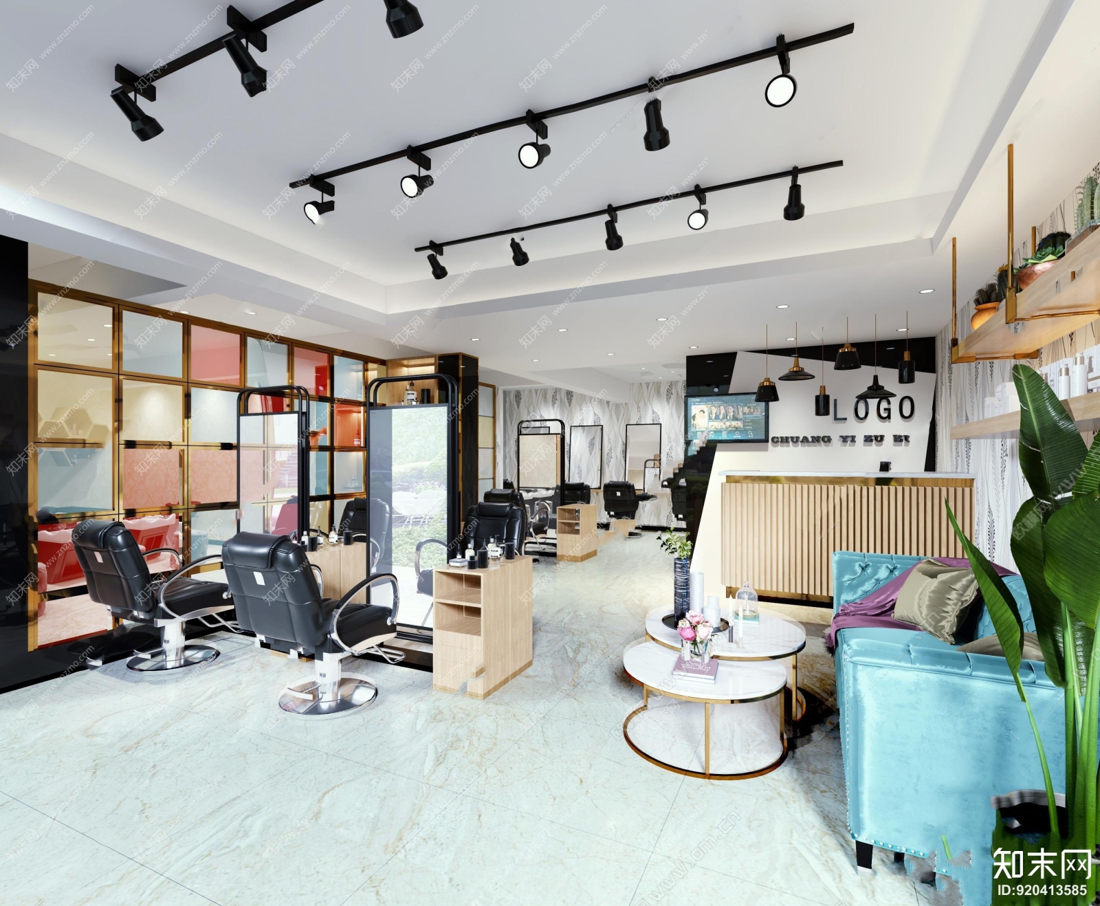 现代美发店3D模型下载【ID:920413585】