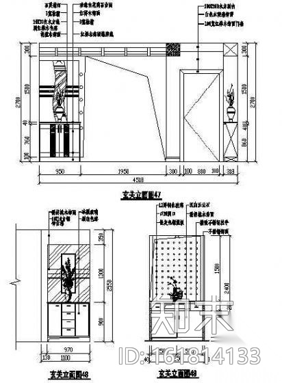 玄关图块cad施工图下载【ID:161814133】