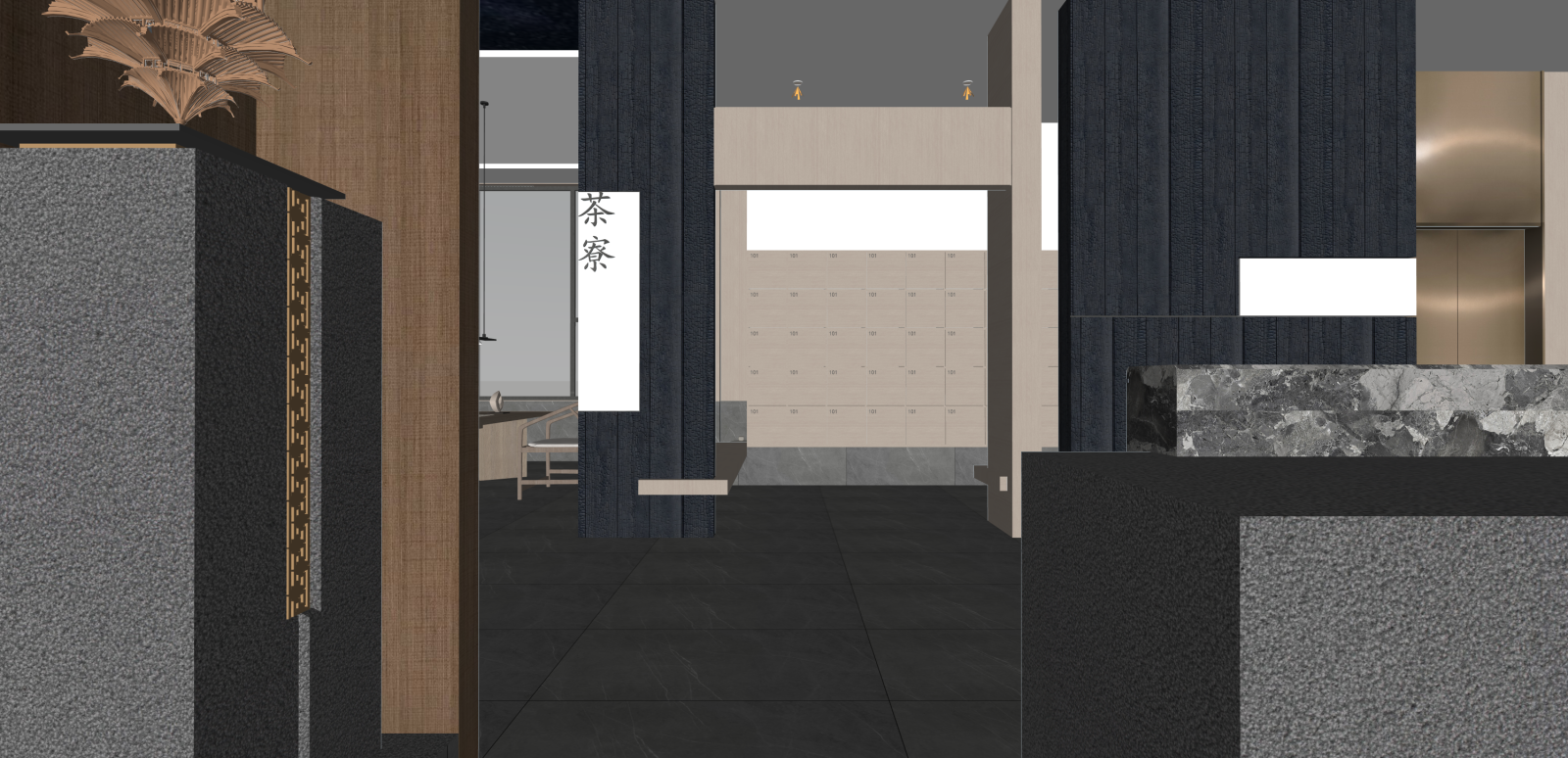 新中式酒店餐厅SU模型下载【ID:1216051147】