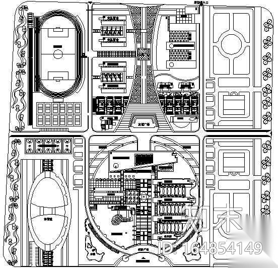 某大学校园景观规划平面图施工图下载【ID:164854149】