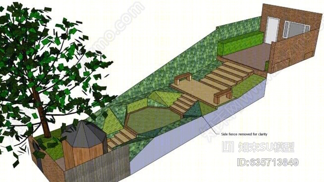迈克·布拉德利的带台阶的陡坡花园SU模型下载【ID:635713849】