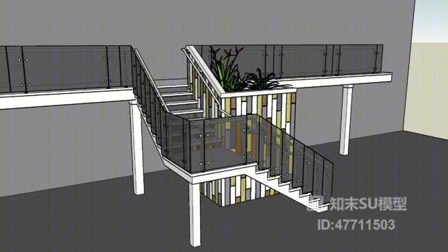 铁艺楼梯SU模型下载【ID:47711503】