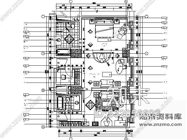 施工图浙江五星酒店四套套房装修图cad施工图下载【ID:532056602】