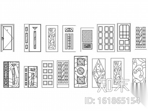 各式风格门CAD图块cad施工图下载【ID:161865154】