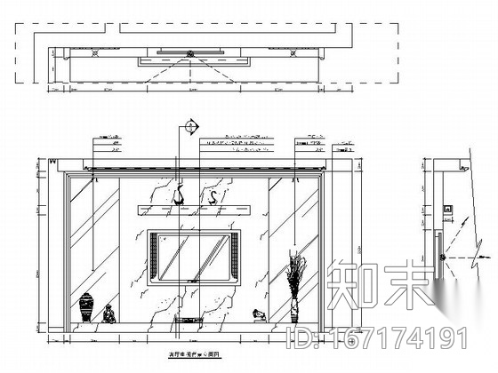 精致现代风格三居室样板房CAD装修图（含效果）cad施工图下载【ID:167174191】