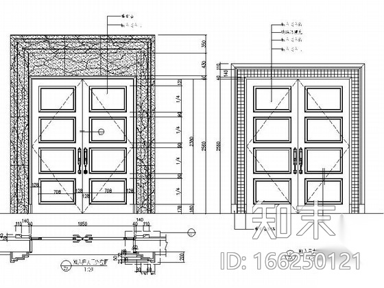 入户双扇大门cad施工图下载【ID:166250121】