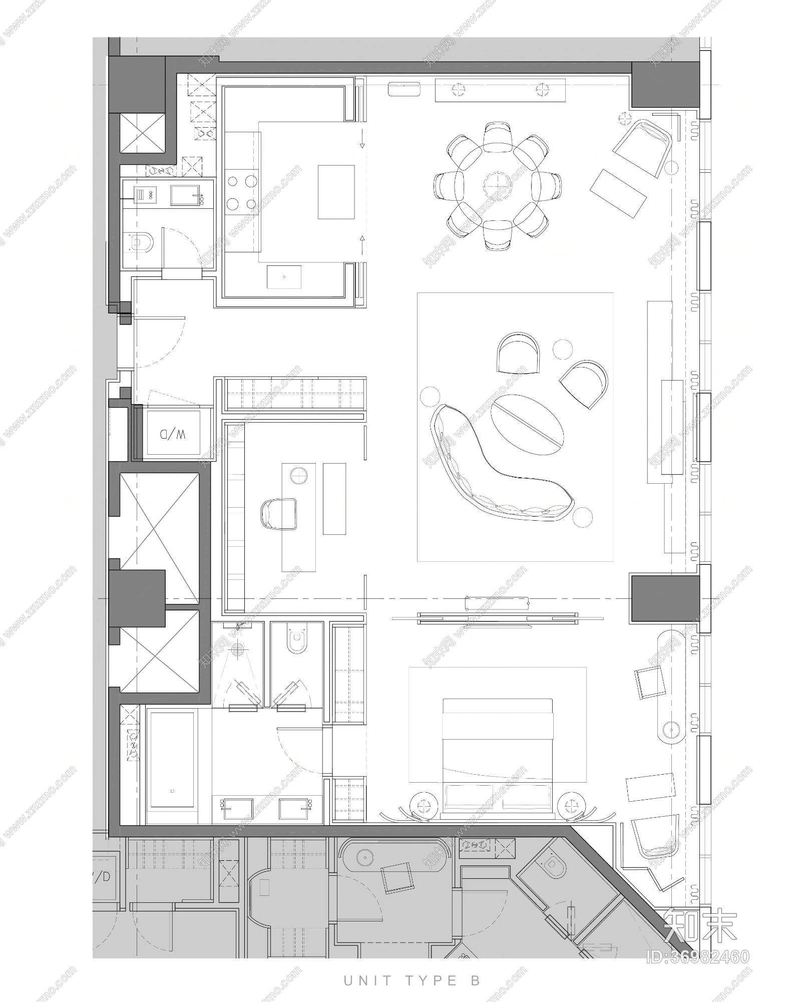 Yabu-北京梵·悦108超级豪宅cad施工图下载【ID:36982460】