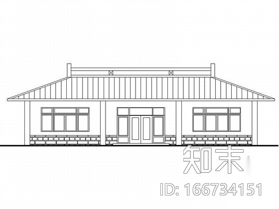 某公园管理用房建筑施工图cad施工图下载【ID:166734151】