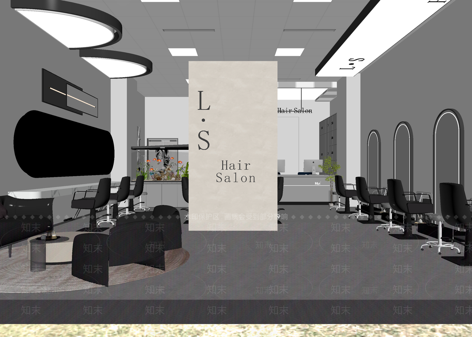 现代美发店3D模型下载【ID:1215115930】