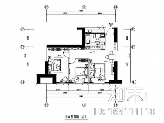 [大连]精品公寓二居室室内装修施工图（含实景）cad施工图下载【ID:165111110】