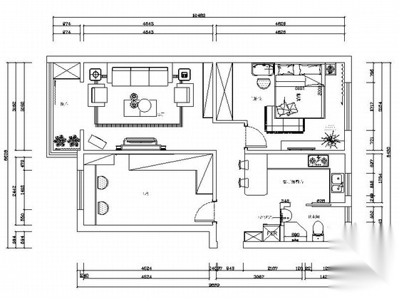 某温馨现代两室一厅设计方案图（含效果）cad施工图下载【ID:160734186】