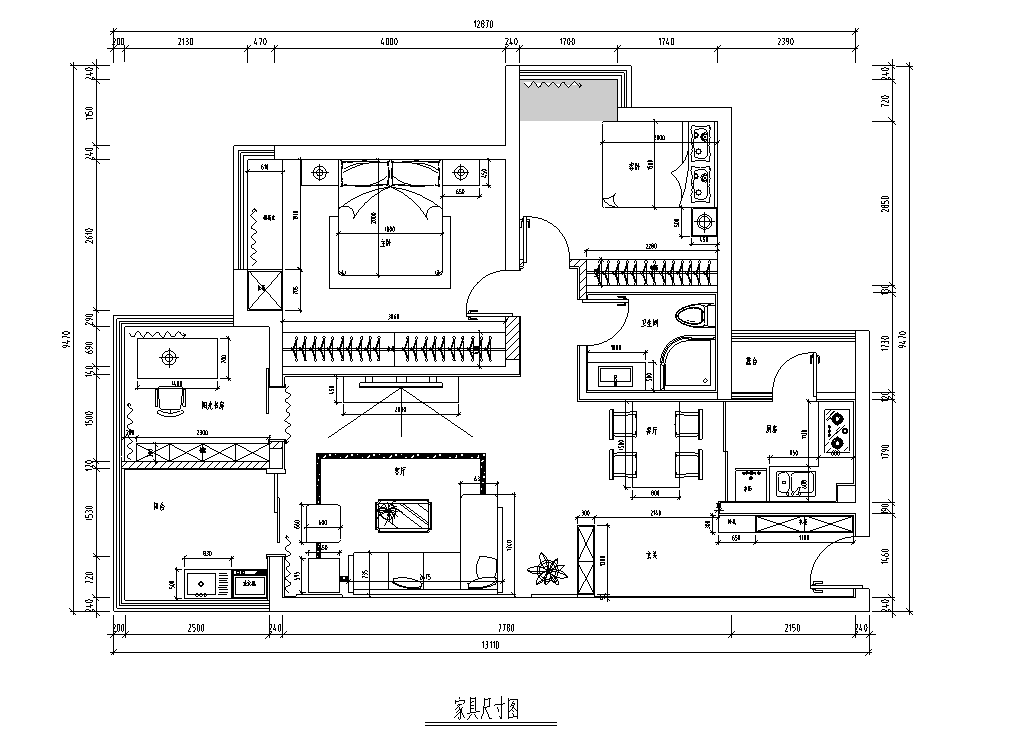 [山东]青岛现代轻奢住宅家装设计施工图施工图下载【ID:180362187】