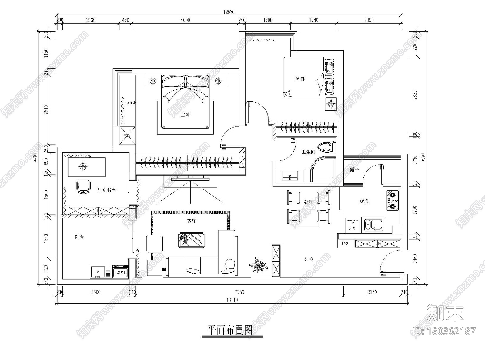 [山东]青岛现代轻奢住宅家装设计施工图施工图下载【ID:180362187】