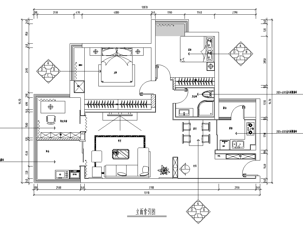 [山东]青岛现代轻奢住宅家装设计施工图施工图下载【ID:180362187】