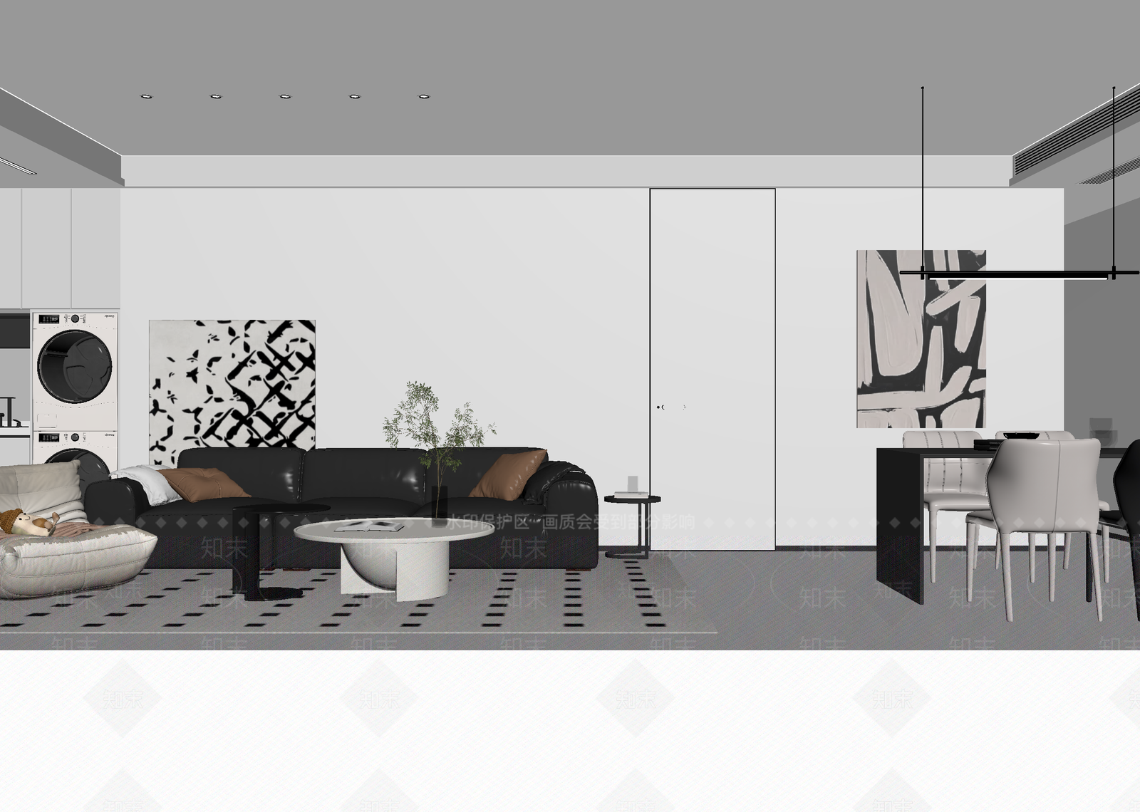 现代客餐厅3D模型下载【ID:1215142060】