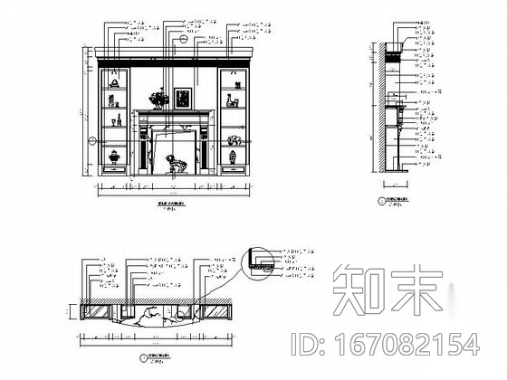 欧式餐厅背景墙1立面详图施工图下载【ID:167082154】