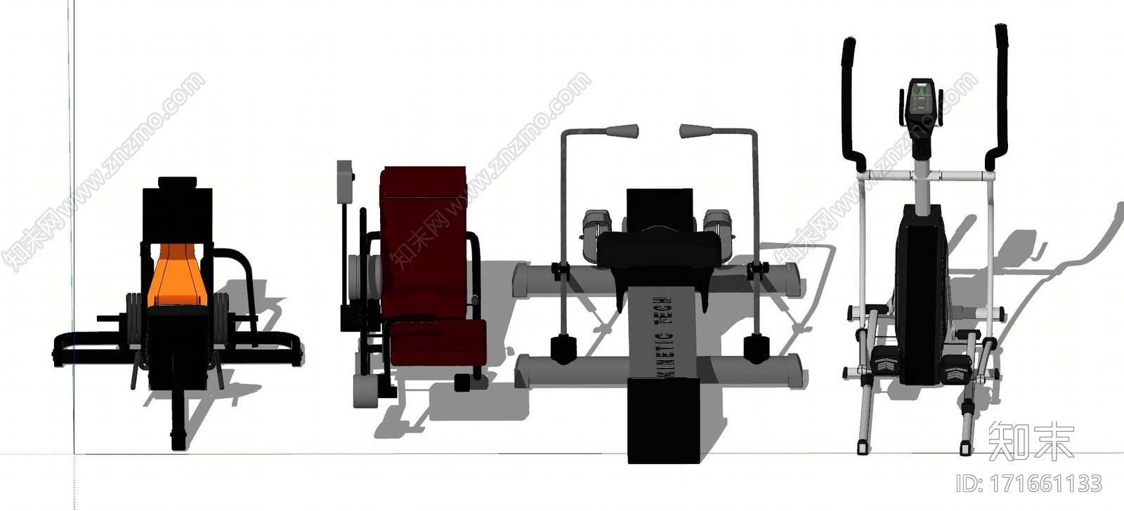 现代健身房健身器材SU模型下载【ID:171661133】