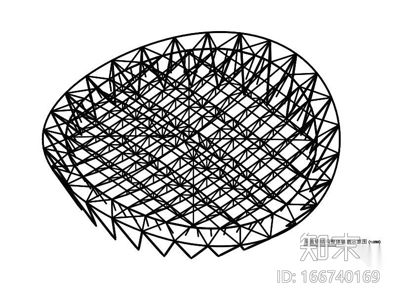 双向鱼腹式单榀桁架体育馆钢屋盖结构施工图cad施工图下载【ID:166740169】