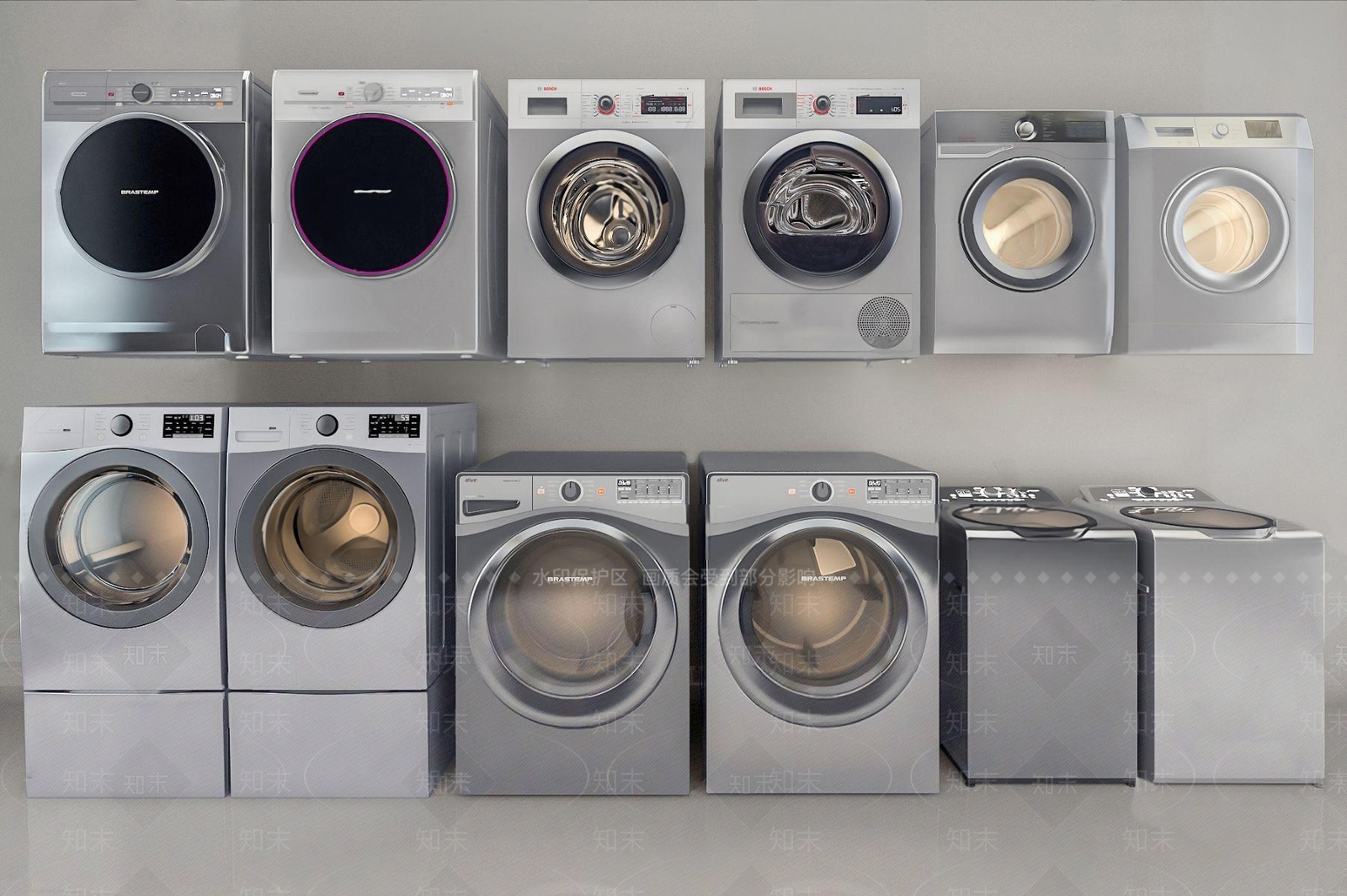 现代滚筒洗衣机3D模型下载【ID:174415083】