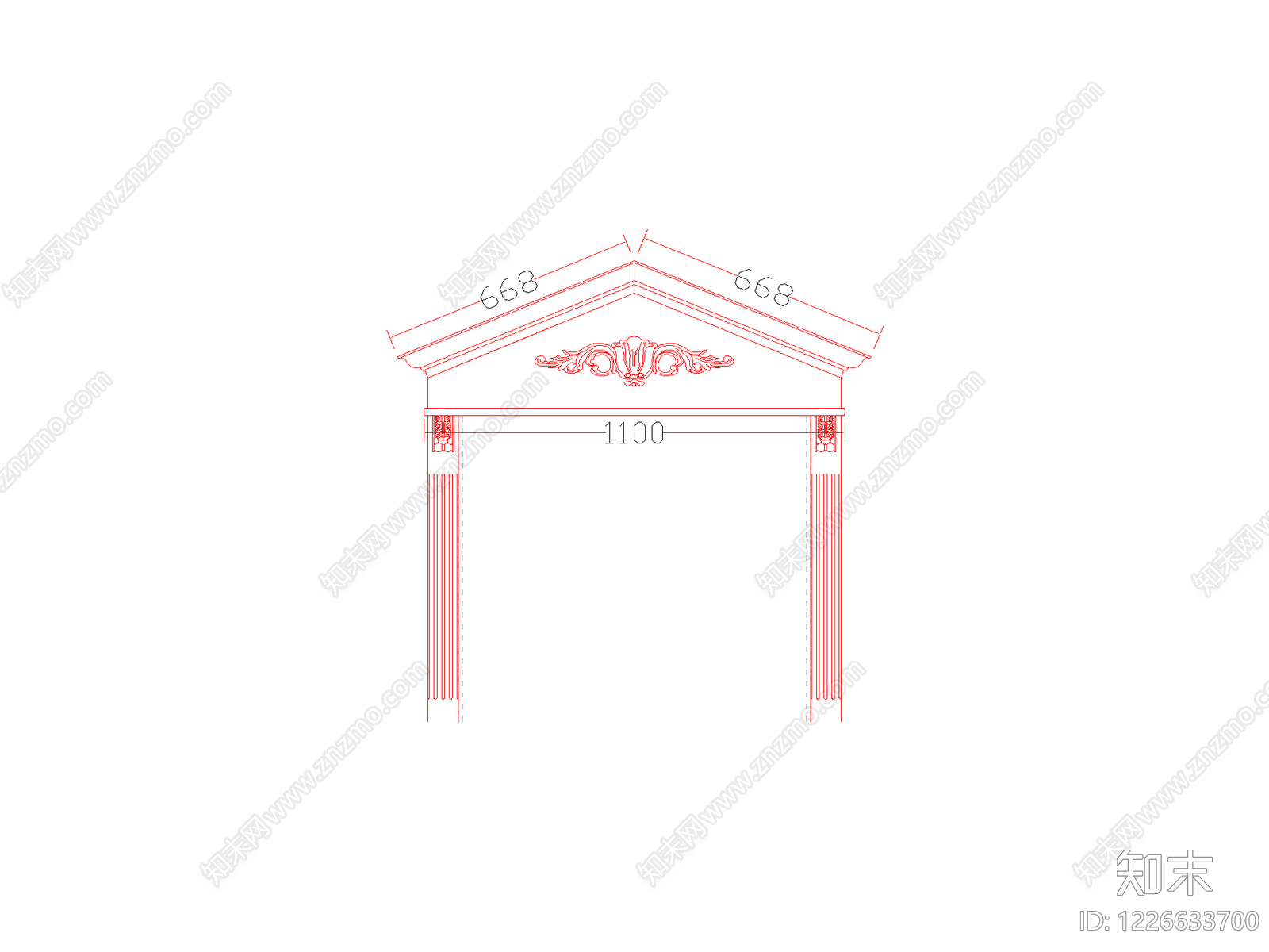 欧式入口门头构件CAD图纸