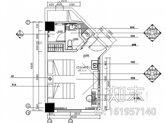 [重庆]高档酒店豪华标准间装修施工图cad施工图下载【ID:161957140】